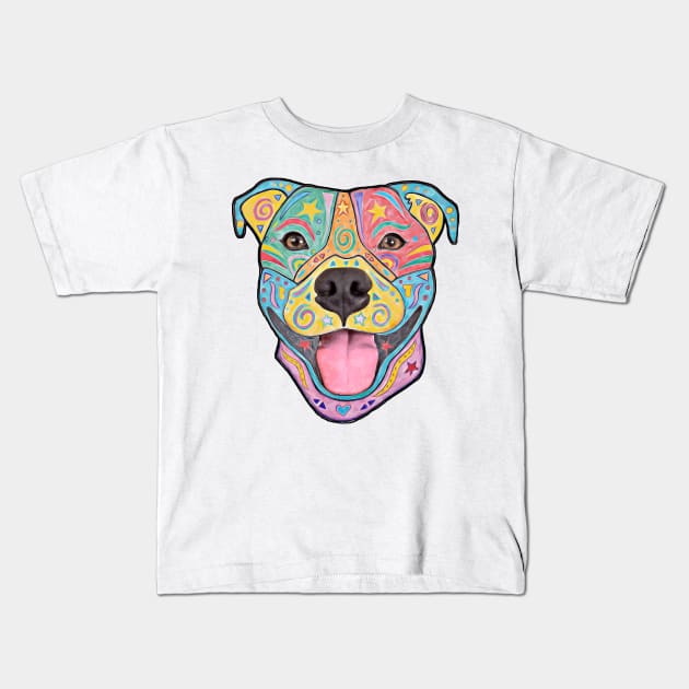 Pitbull Kids T-Shirt by BubbleCloudStudio